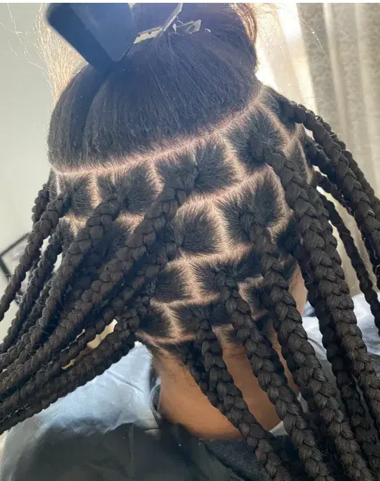 Triangle Part Box Braids, Medium, mid-back